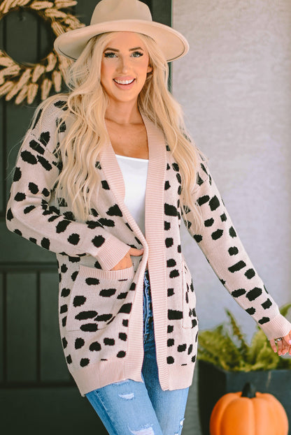 Leopard Animal Spotted Pattern Open Front Cardigan