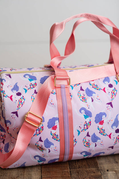 Kids Pink & Purple Mermaid Duffle Bag Travel Weekender