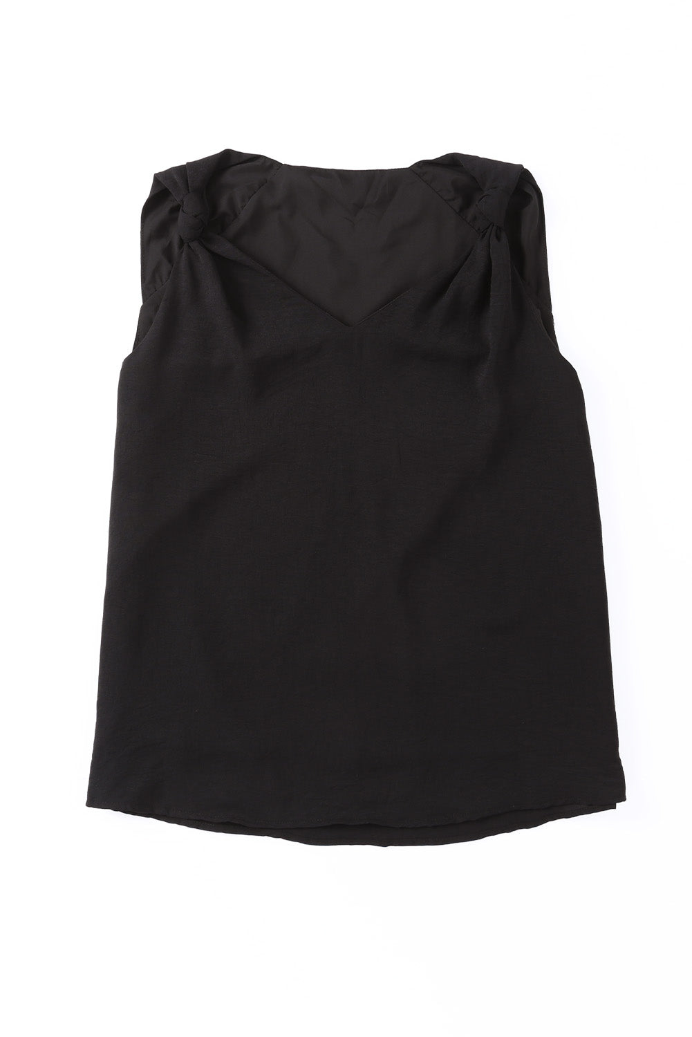 Black V Neck Knotted Shoulder Vest