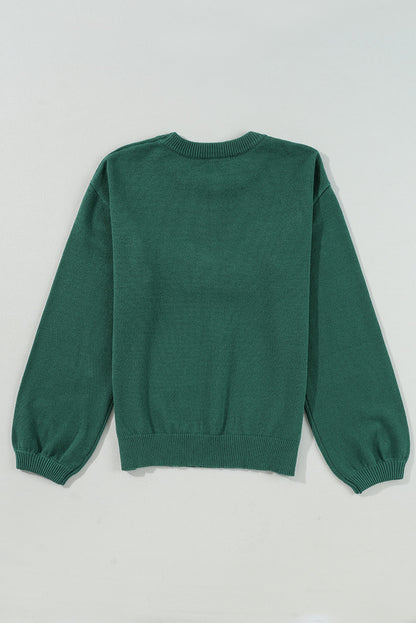 Blackish Green Pearl Beaded Merry Casual Sweater