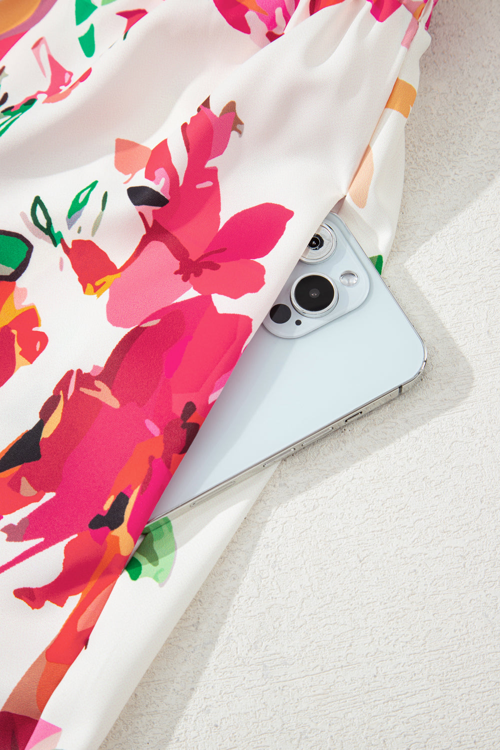 Pink Floral Print V Neck Ruffle Sleeve Plus Size Midi Dress