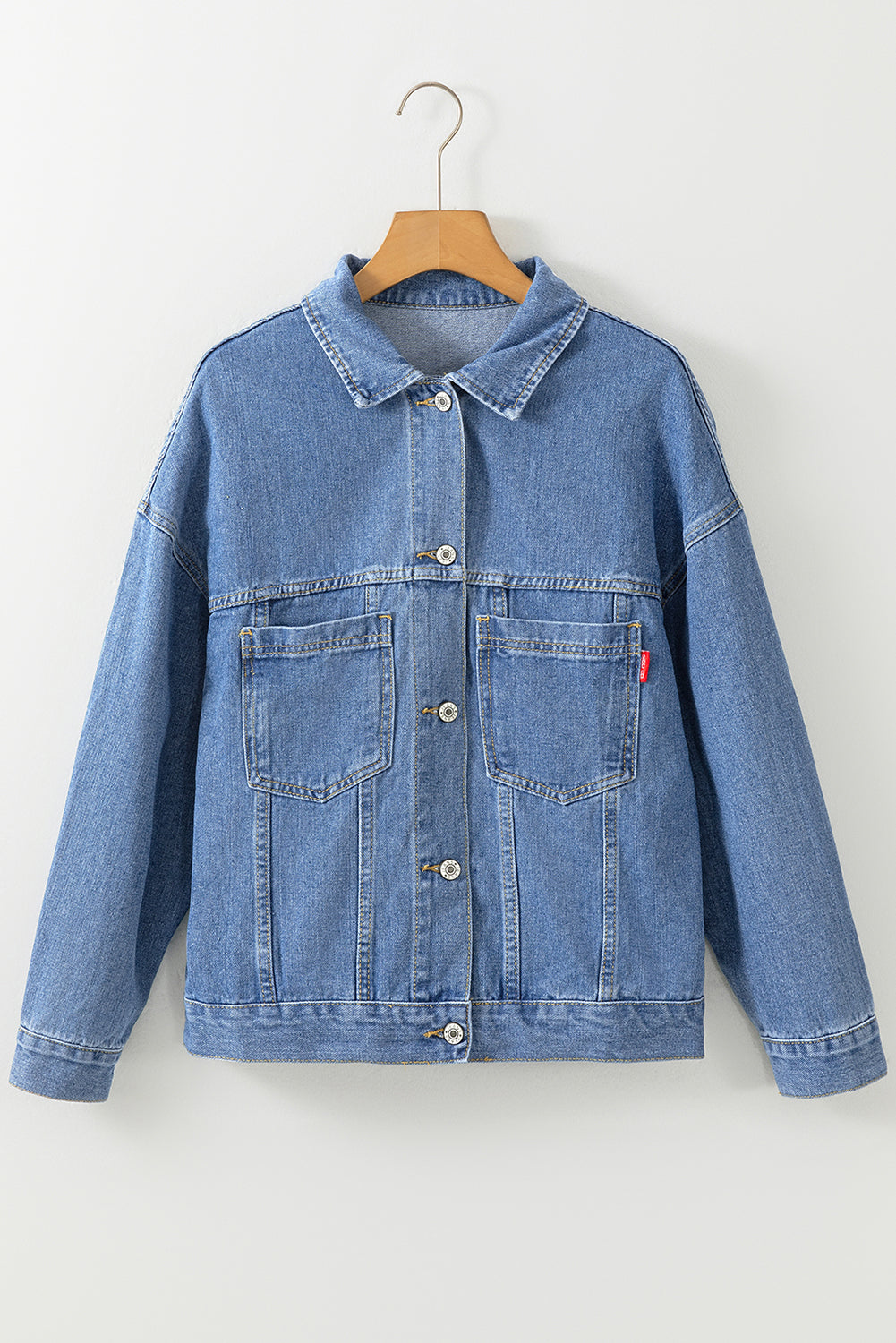 Light Blue Washed Oversize Pocketed Denim Jacket