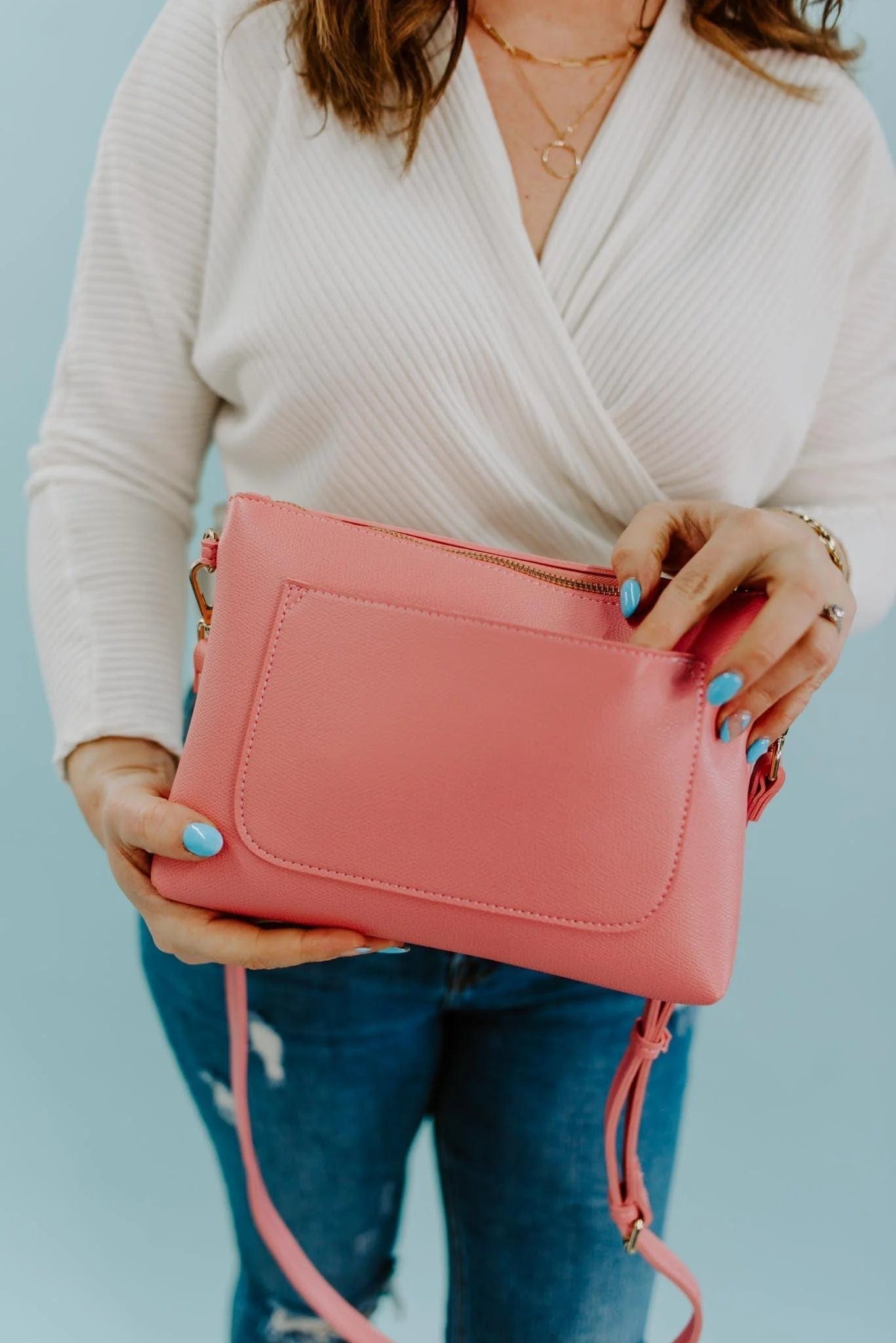 Smooth Pebble Leather Crossbody/Clutch