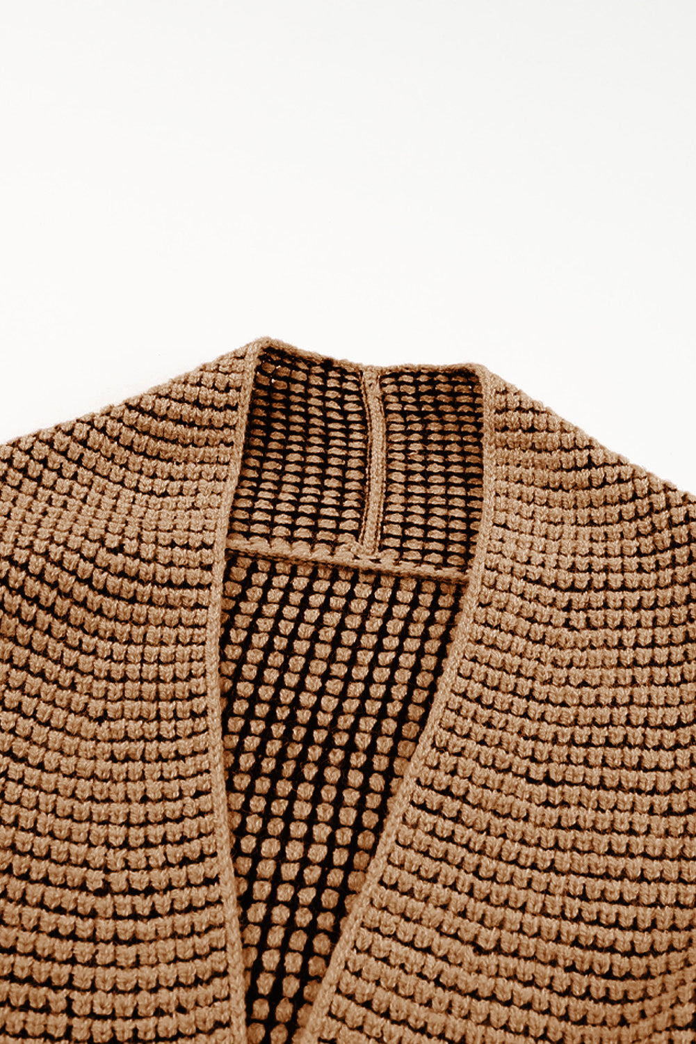 Brown Chunky Waffle Knit Oversized Collar Cardigan