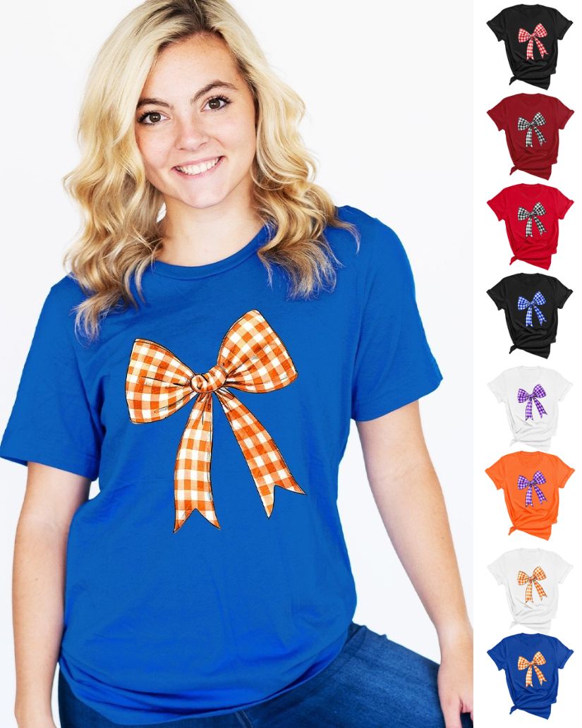 Checkered Bow Game Day T-Shirt