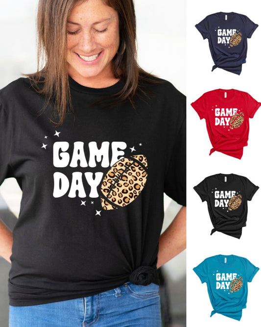 Game Day Leopard Football T-Shirt