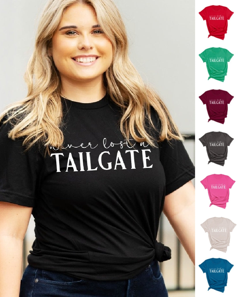 Never Lost a Tailgate White Print T-Shirt