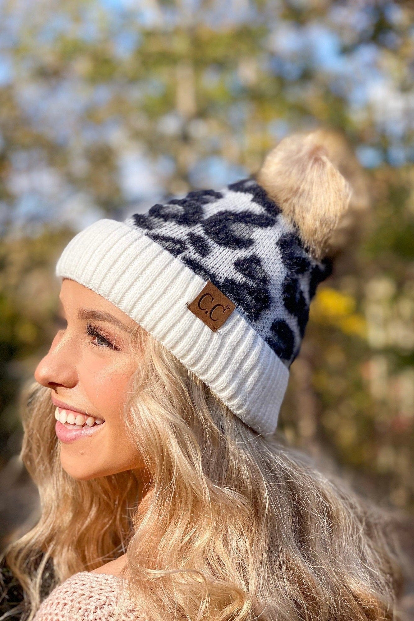 Harper Leopard Pom Beanie