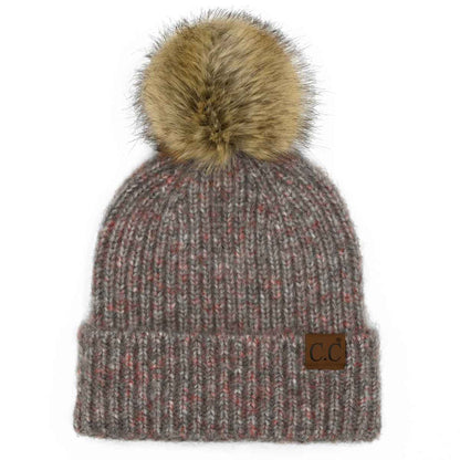 Chloe Soft Ribbed Fur Pom Beanie