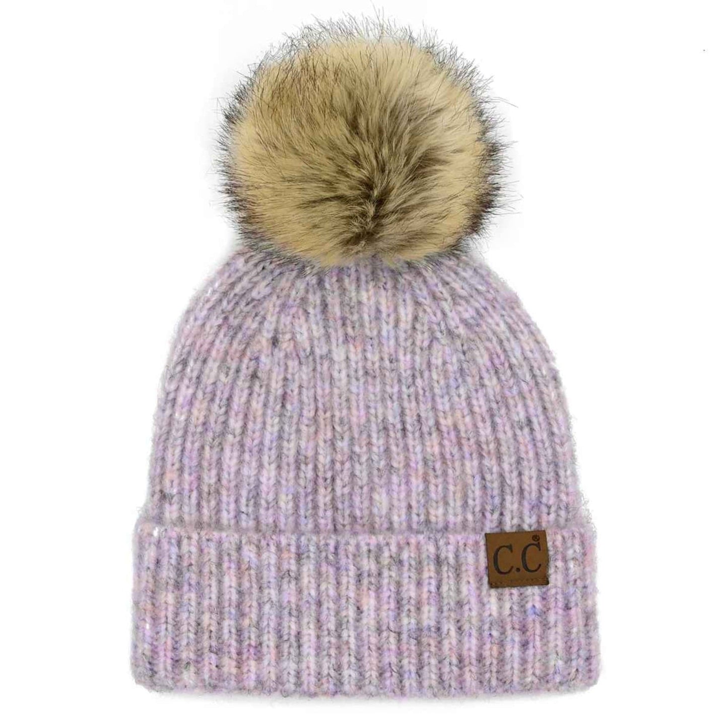 Chloe Soft Ribbed Fur Pom Beanie