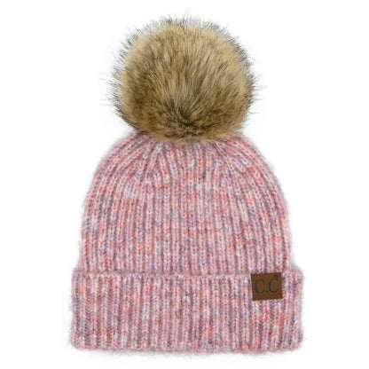 Chloe Soft Ribbed Fur Pom Beanie