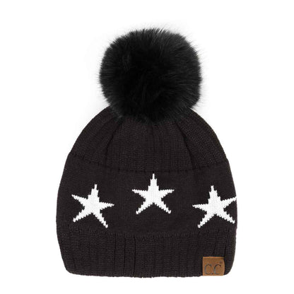 Ava Star Print Pom Beanie