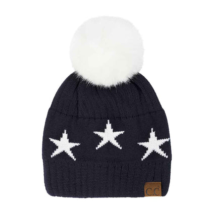 Ava Star Print Pom Beanie