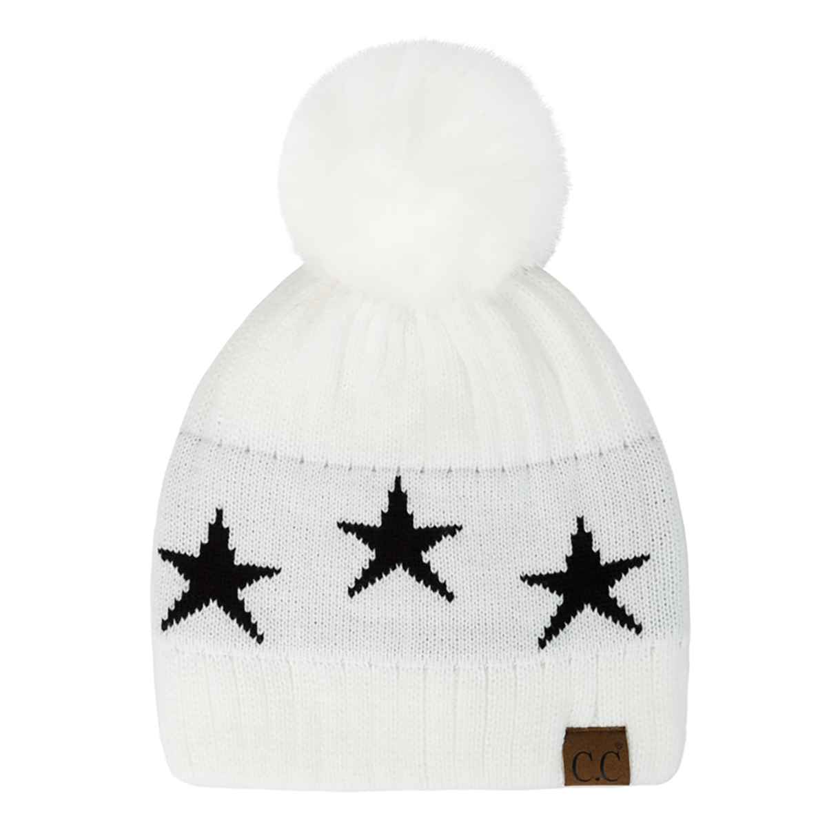 Ava Star Print Pom Beanie