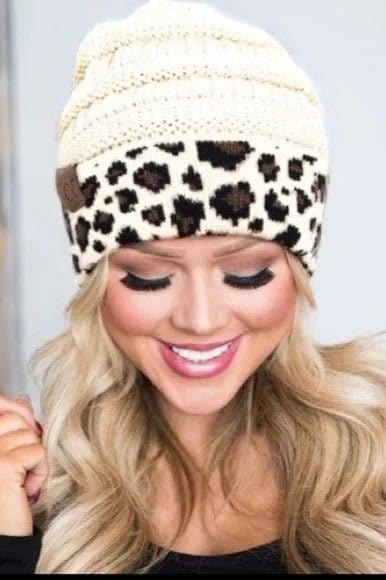 Leopard Cuff Rib Beanie