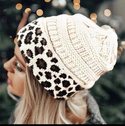 Leopard Cuff Rib Beanie