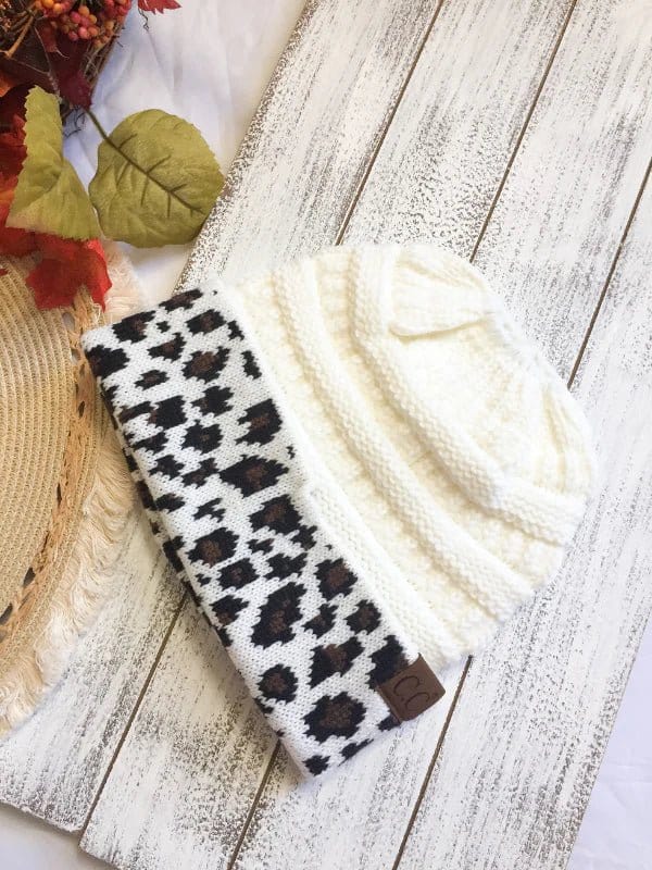 Leopard Cuff Rib Beanie