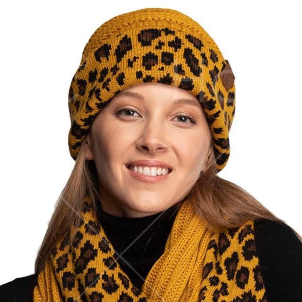 Leopard Cuff Rib Beanie