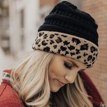 Leopard Cuff Rib Beanie