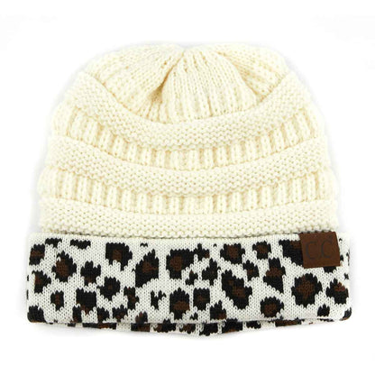 Leopard Cuff Rib Beanie