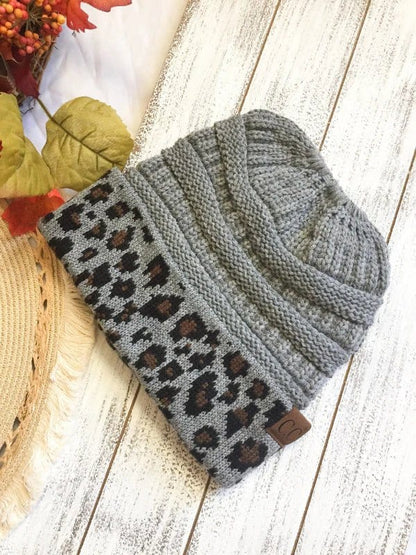 Leopard Cuff Rib Beanie