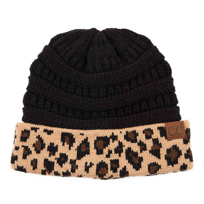 Leopard Cuff Rib Beanie