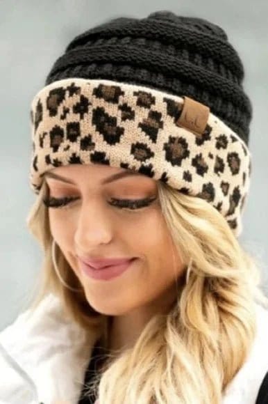 Leopard Cuff Rib Beanie