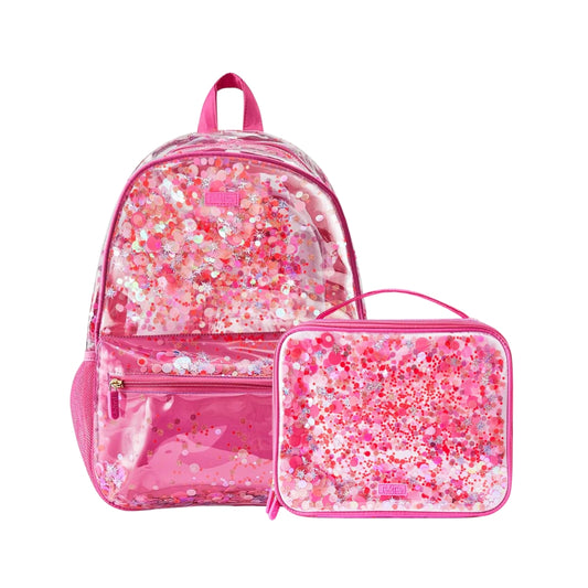 Hot Pink Glitter Confetti Backpack & Lunchbox Matching Set