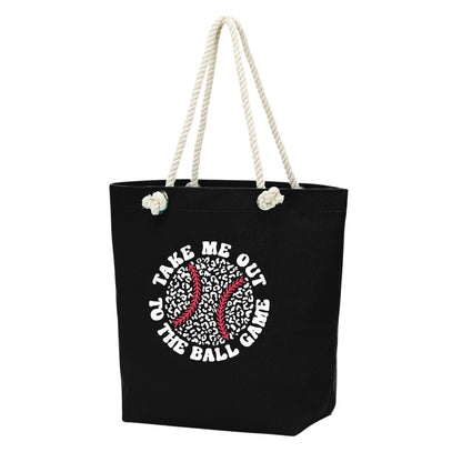 Take Me Out To The Ball Game Black Rope Tote