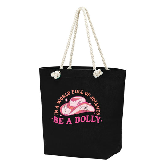 Be A Dolly Black Rope Tote