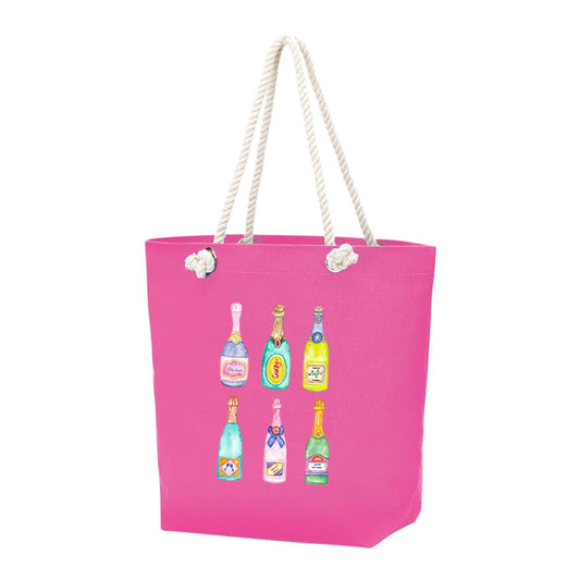 Champagne Problems Hot Pink Rope Tote