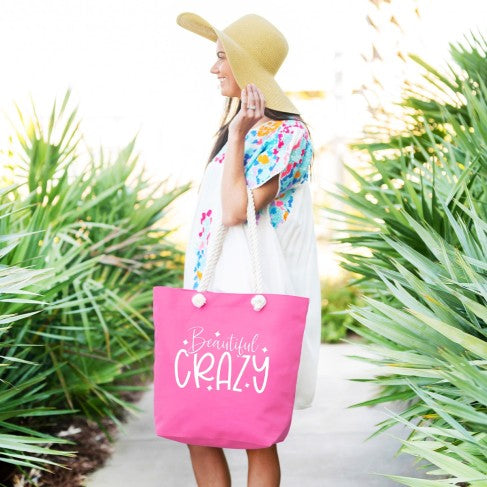 Beautiful Crazy Hot Pink Rope Tote