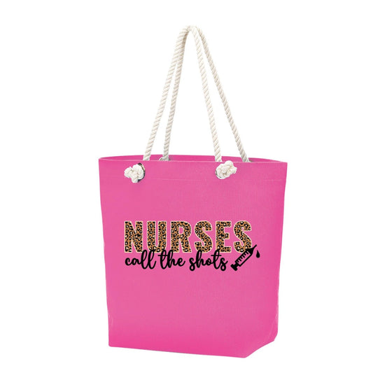 Nurses Call The Shots Hot Pink Rope Tote