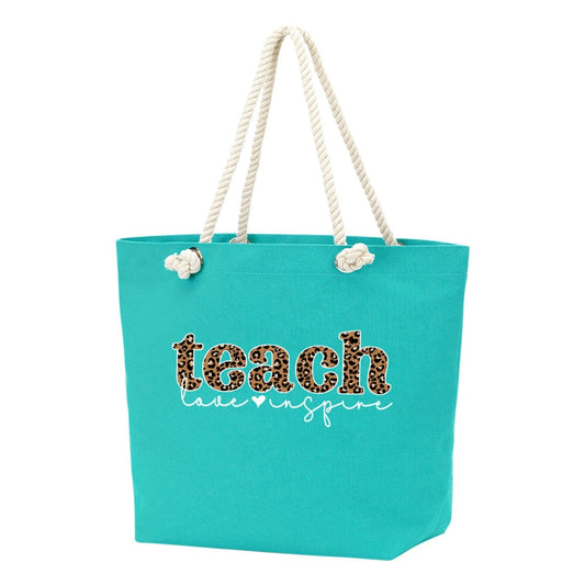 Teach, Love, Inspire Mint Rope Tote