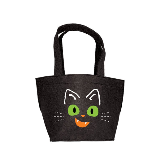 Purr-Fect Black Cat Felt Kids Halloween Treat Bag