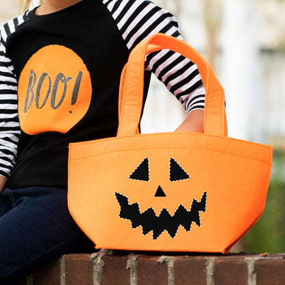 Jack-O-Lantern Orange Pumpkin Felt Kids Halloween Treat Bag