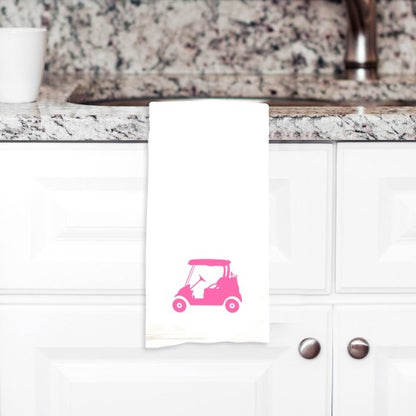 Pink Golf Cart Hand Towel