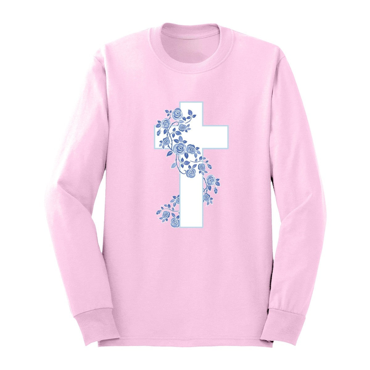 Blue Floral Cross Long Sleeve Shirt