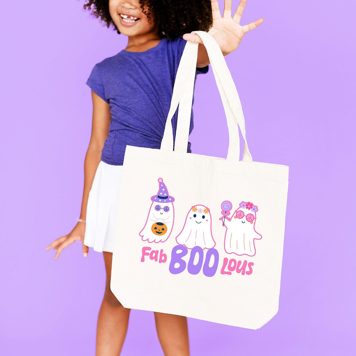 Fab-BOO-Lous Small Canvas Tote Halloween Treat Bag