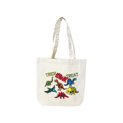 Trick RAWR Treat Small Canvas Tote Halloween Treat Bag