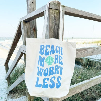 Beach More Canvas Tote