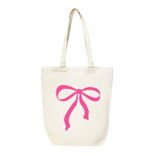 Hot Pink Bow Large Canvas Tote