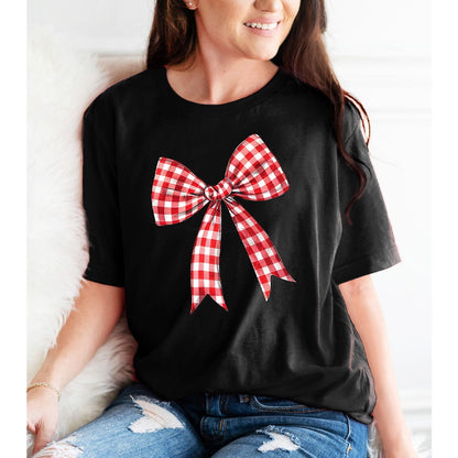 Checkered Bow Game Day T-Shirt