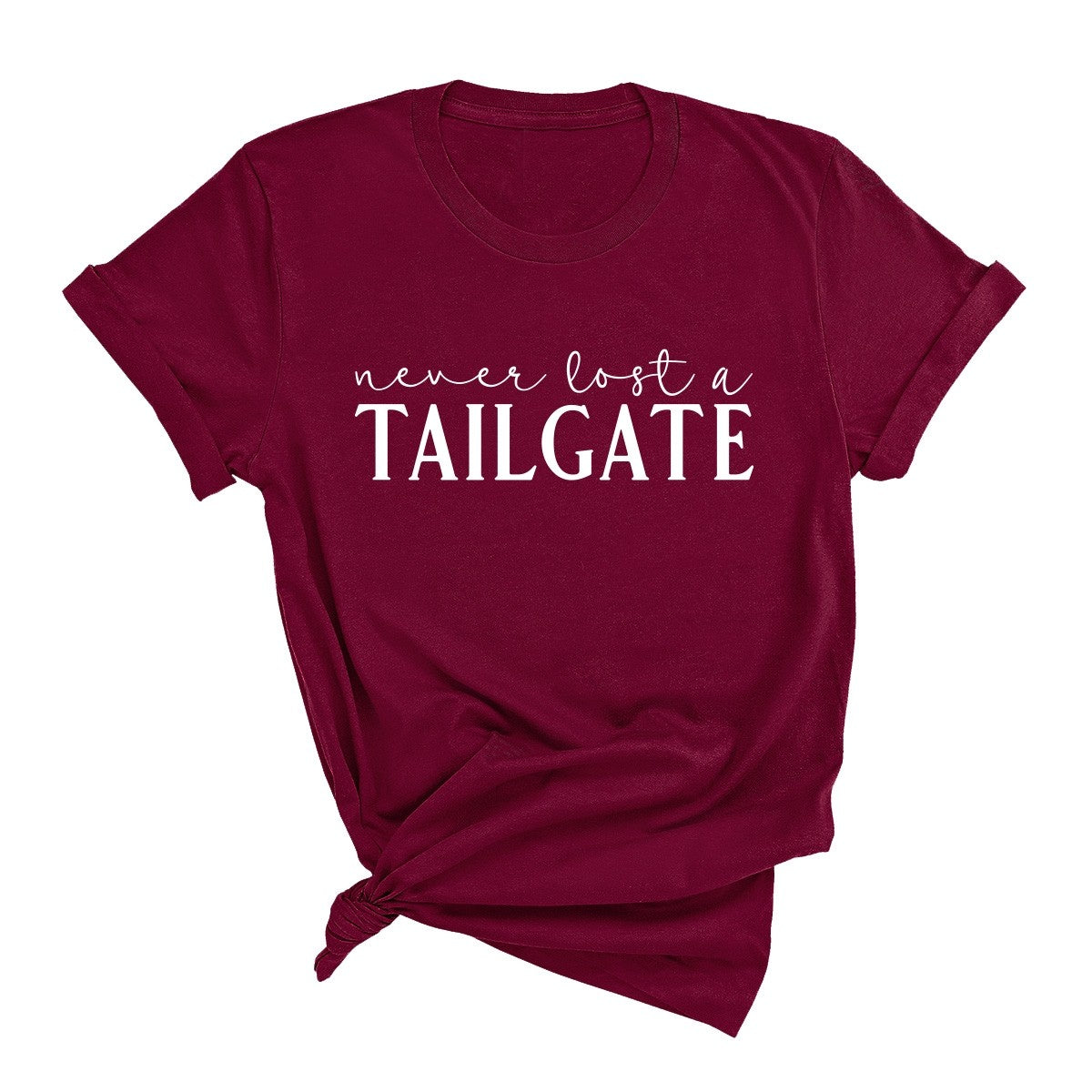 Never Lost a Tailgate White Print T-Shirt