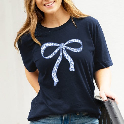 Blue Floral Bow T-Shirt