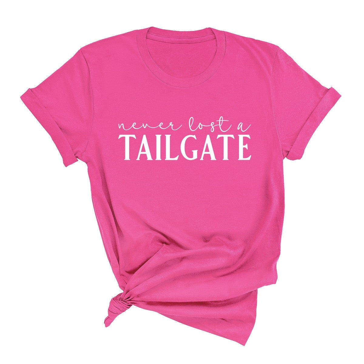 Never Lost a Tailgate White Print T-Shirt