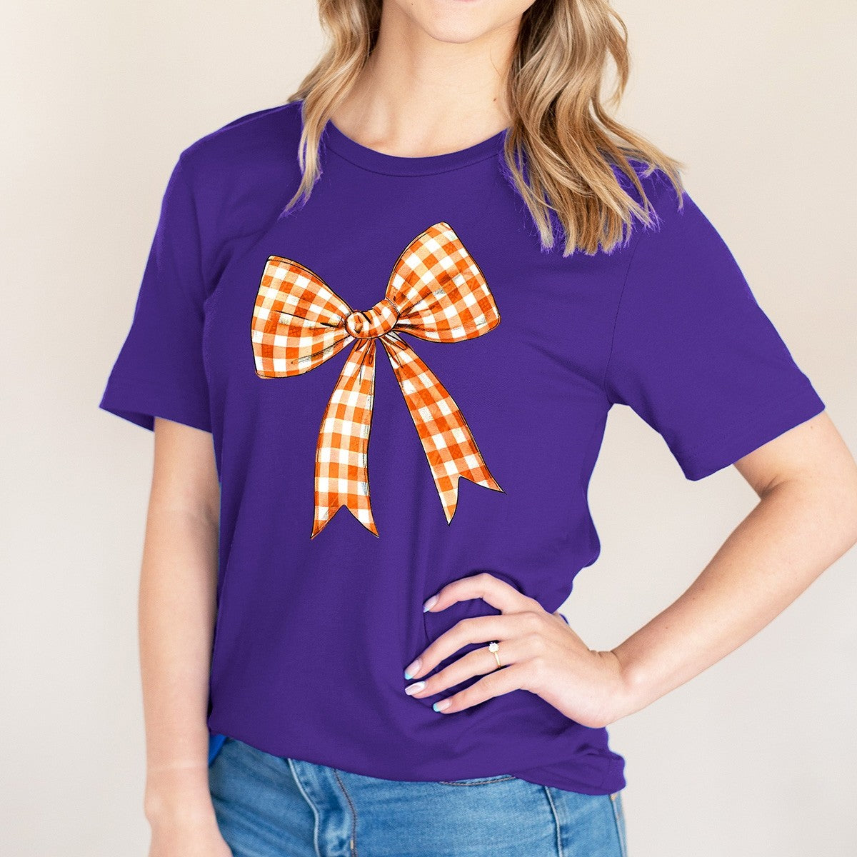 Checkered Bow Game Day T-Shirt