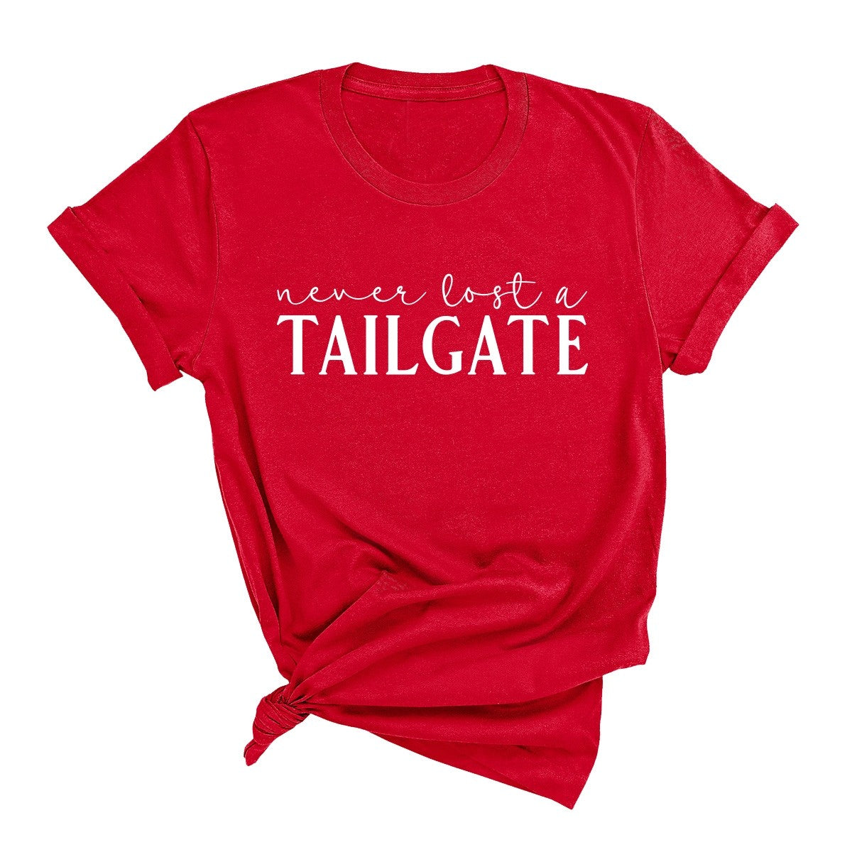 Never Lost a Tailgate White Print T-Shirt