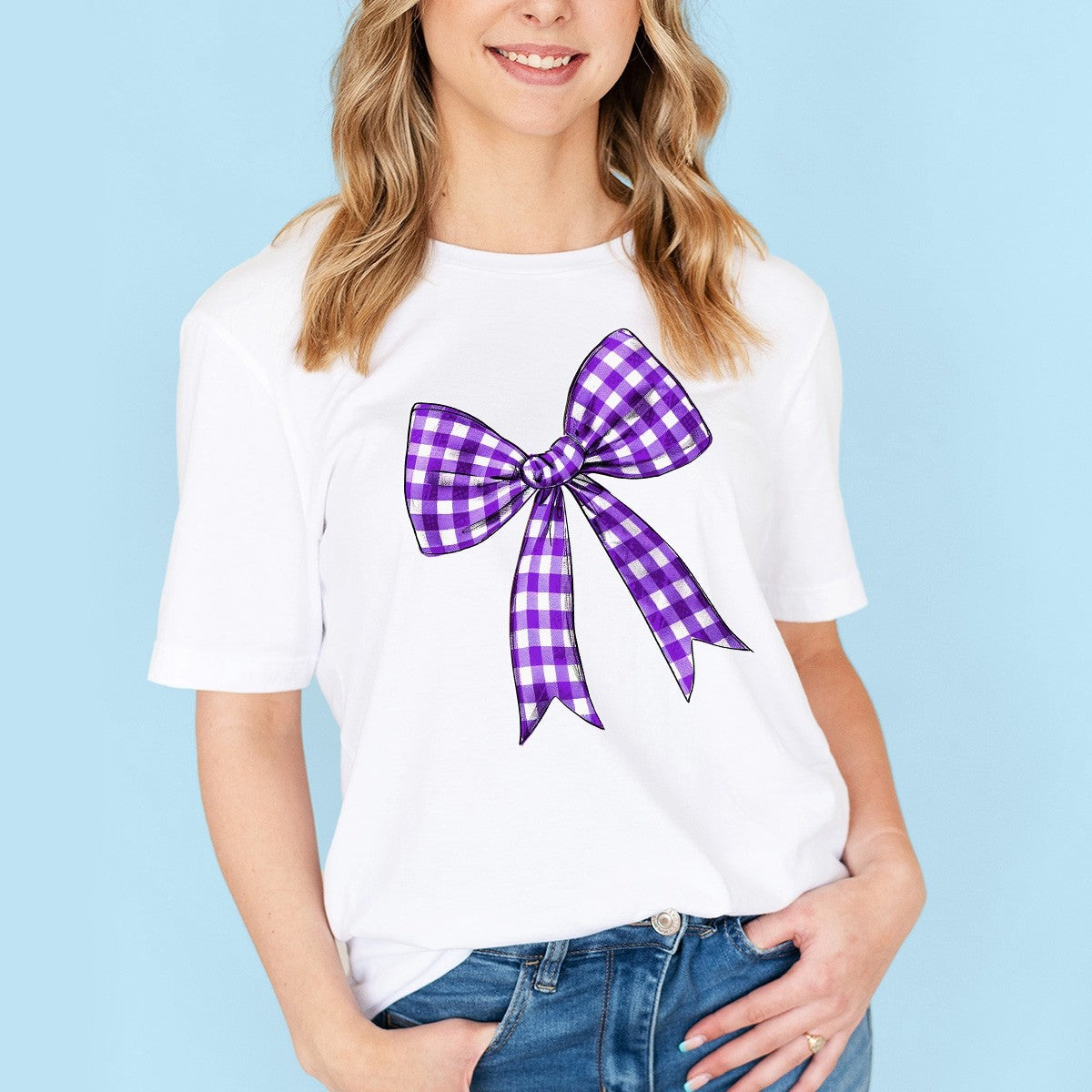 Checkered Bow Game Day T-Shirt