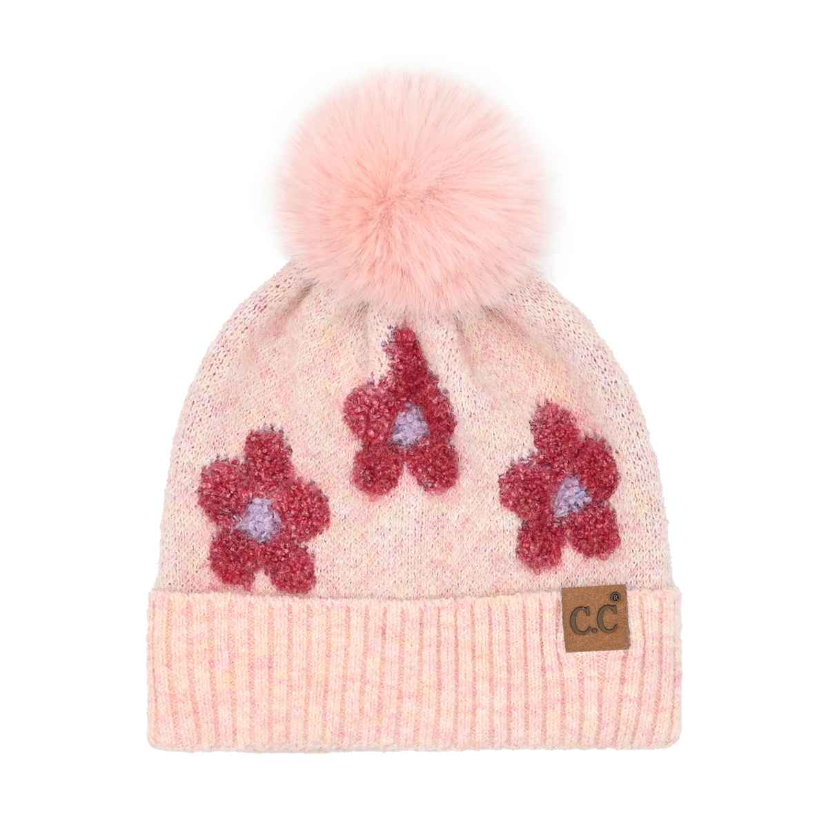 Darla Daisy Contrast Fur Pom Beanie